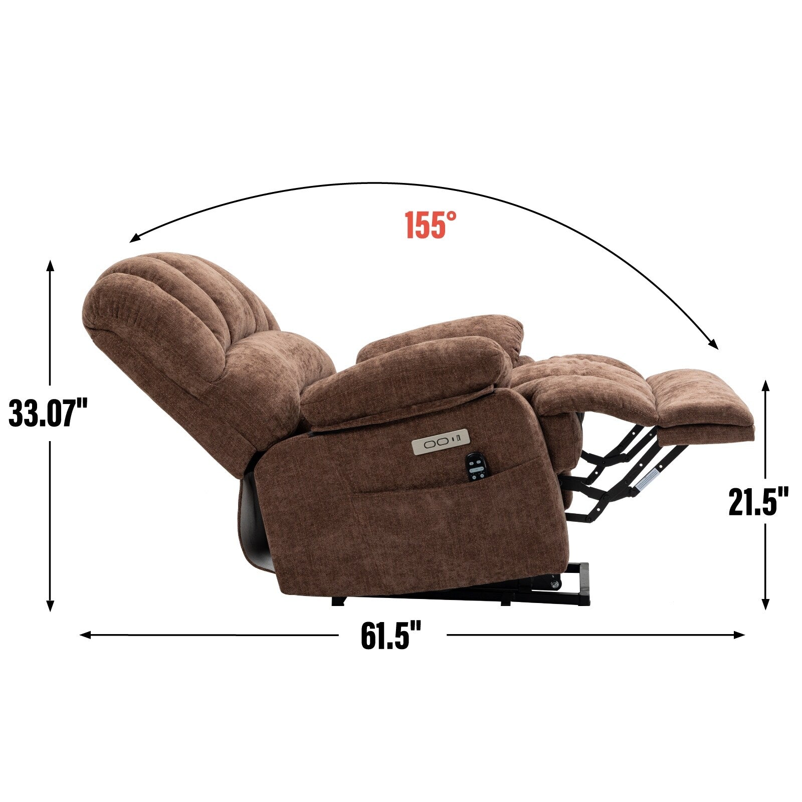 23 Seat Width and High Back Large Size Chenille Power Lift Recliner Chair with 8-Point Vibration Massage and Lumbar Heating
