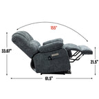 23 Seat Width and High Back Large Size Chenille Power Lift Recliner Chair with 8-Point Vibration Massage and Lumbar Heating