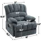 23 Seat Width and High Back Large Size Chenille Power Lift Recliner Chair with 8-Point Vibration Massage and Lumbar Heating