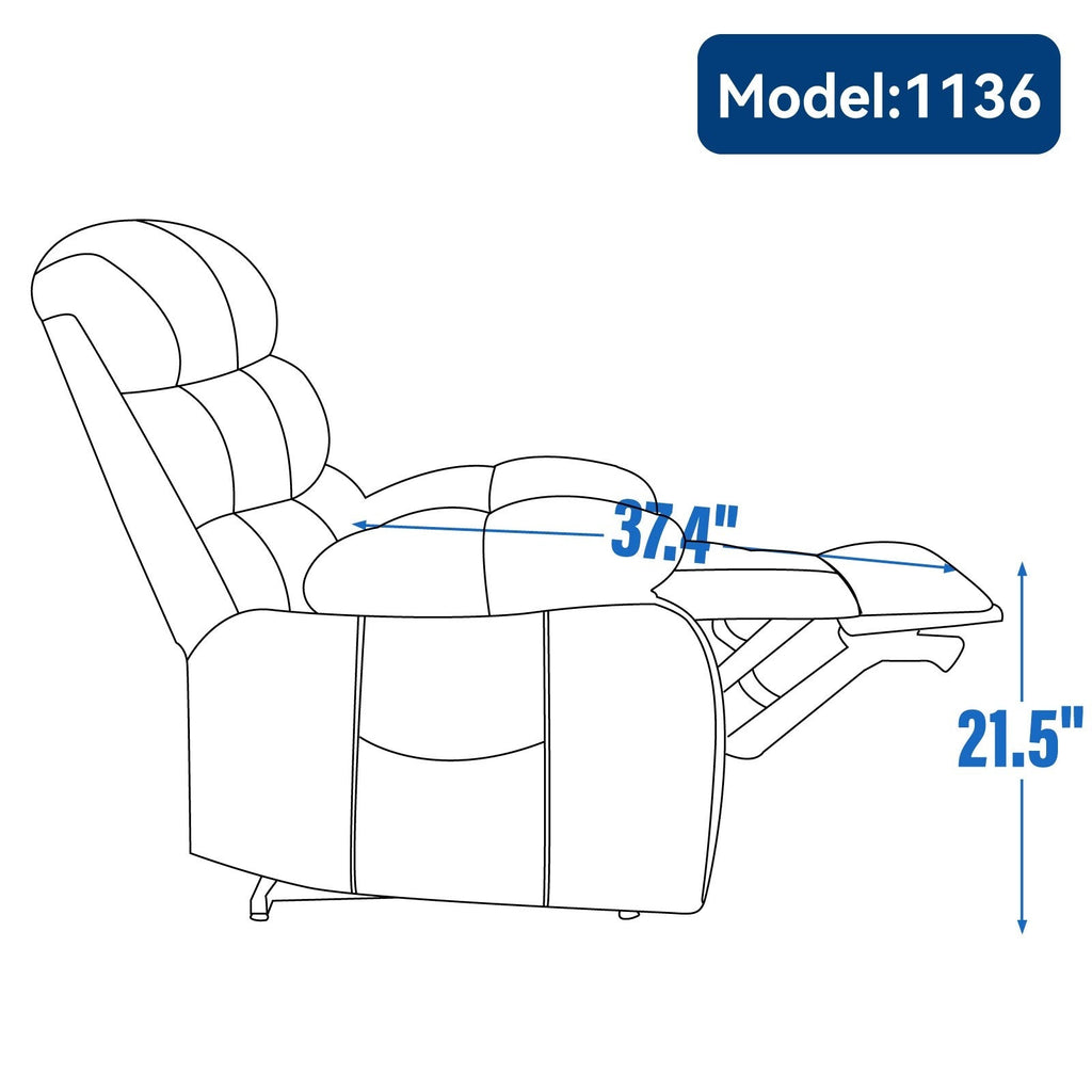 23 Seat Width and High Back Large Size Chenille Power Lift Recliner Chair with 8-Point Vibration Massage and Lumbar Heating