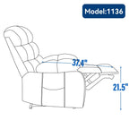 23 Seat Width and High Back Large Size Chenille Power Lift Recliner Chair with 8-Point Vibration Massage and Lumbar Heating