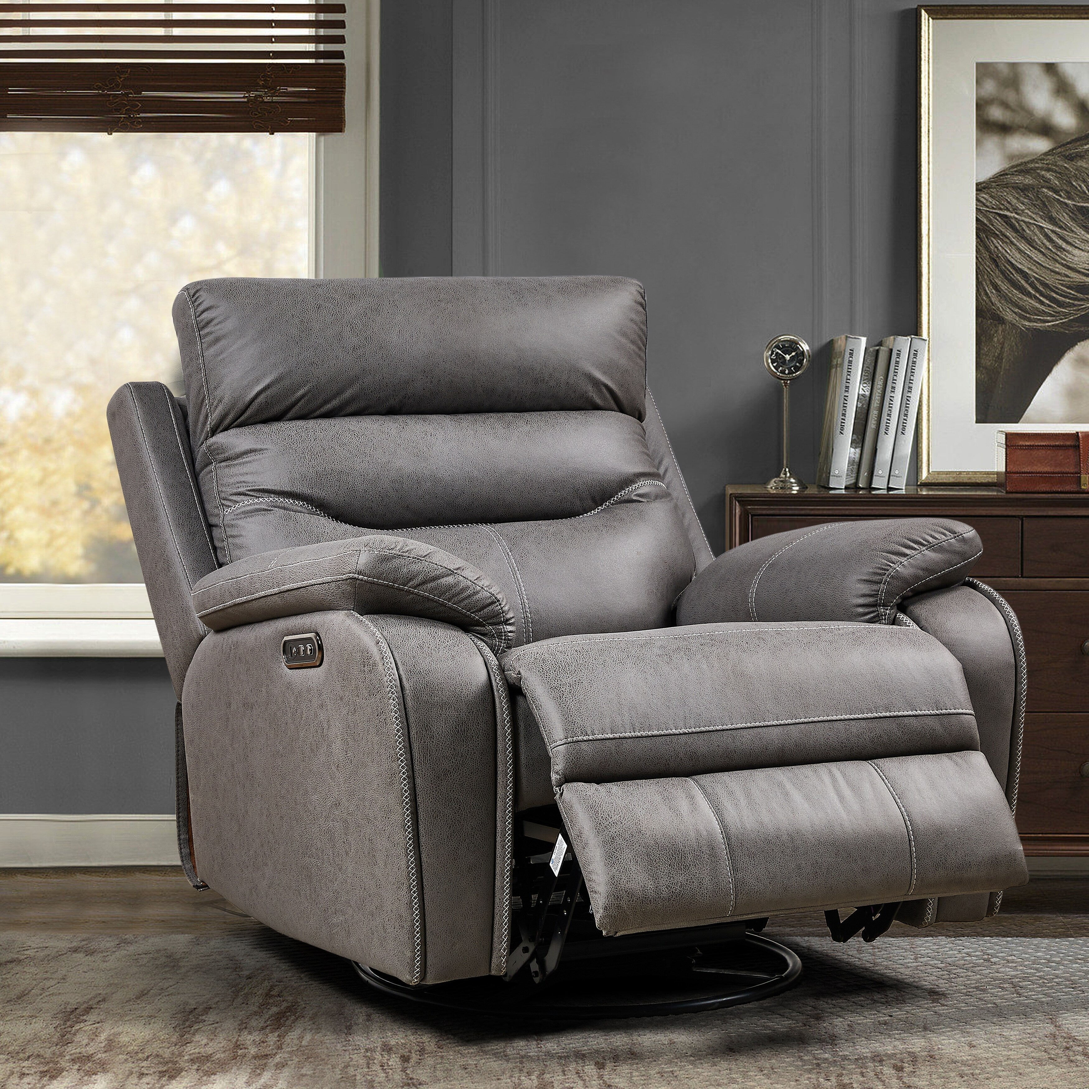 240Â° Swivel Recliner Chair with Dual Motor, Power Headrest, Infinite Recline Positions, USB Charging Ports, and Footrest