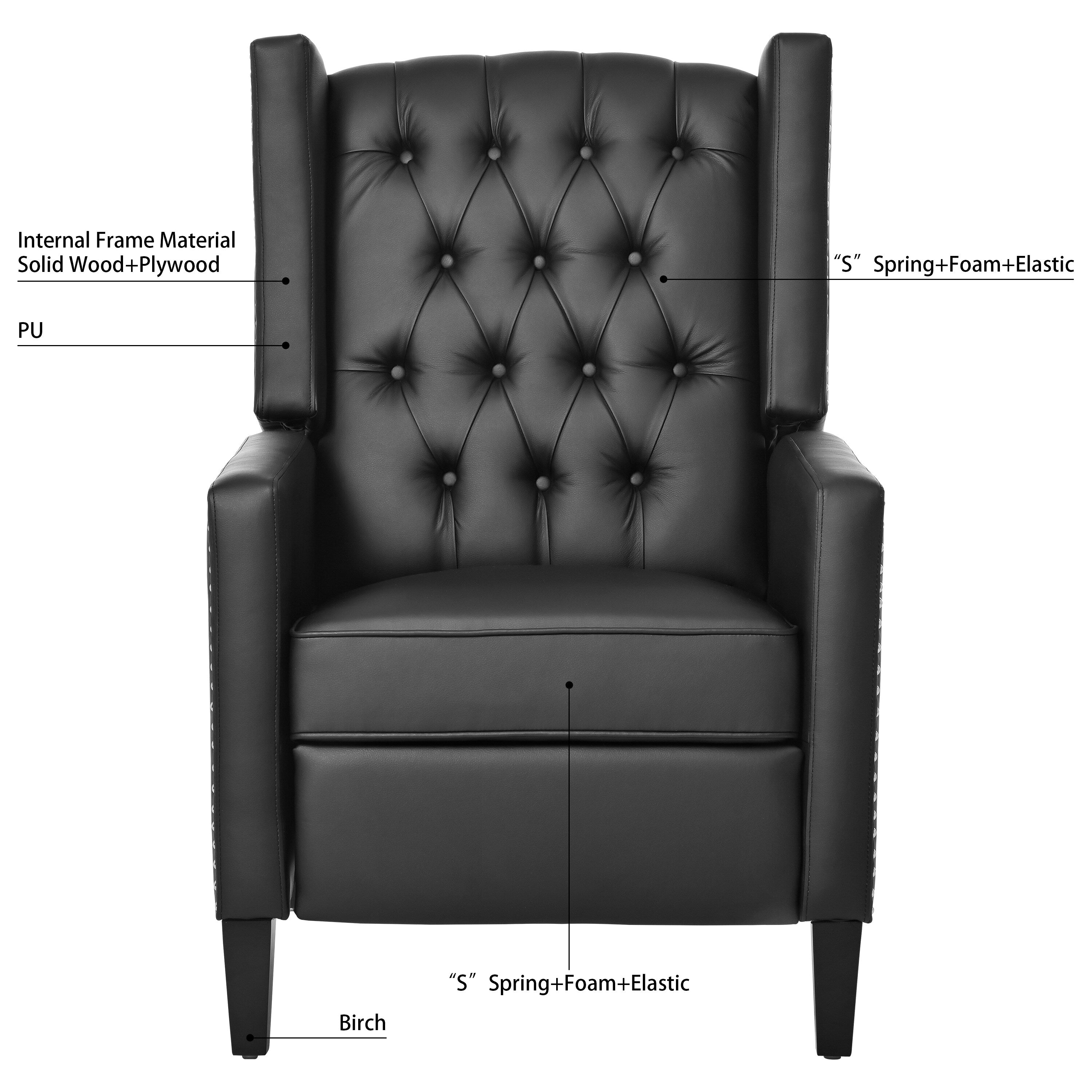 27.16 Wide Fabric Manual Wing Chair Recliner