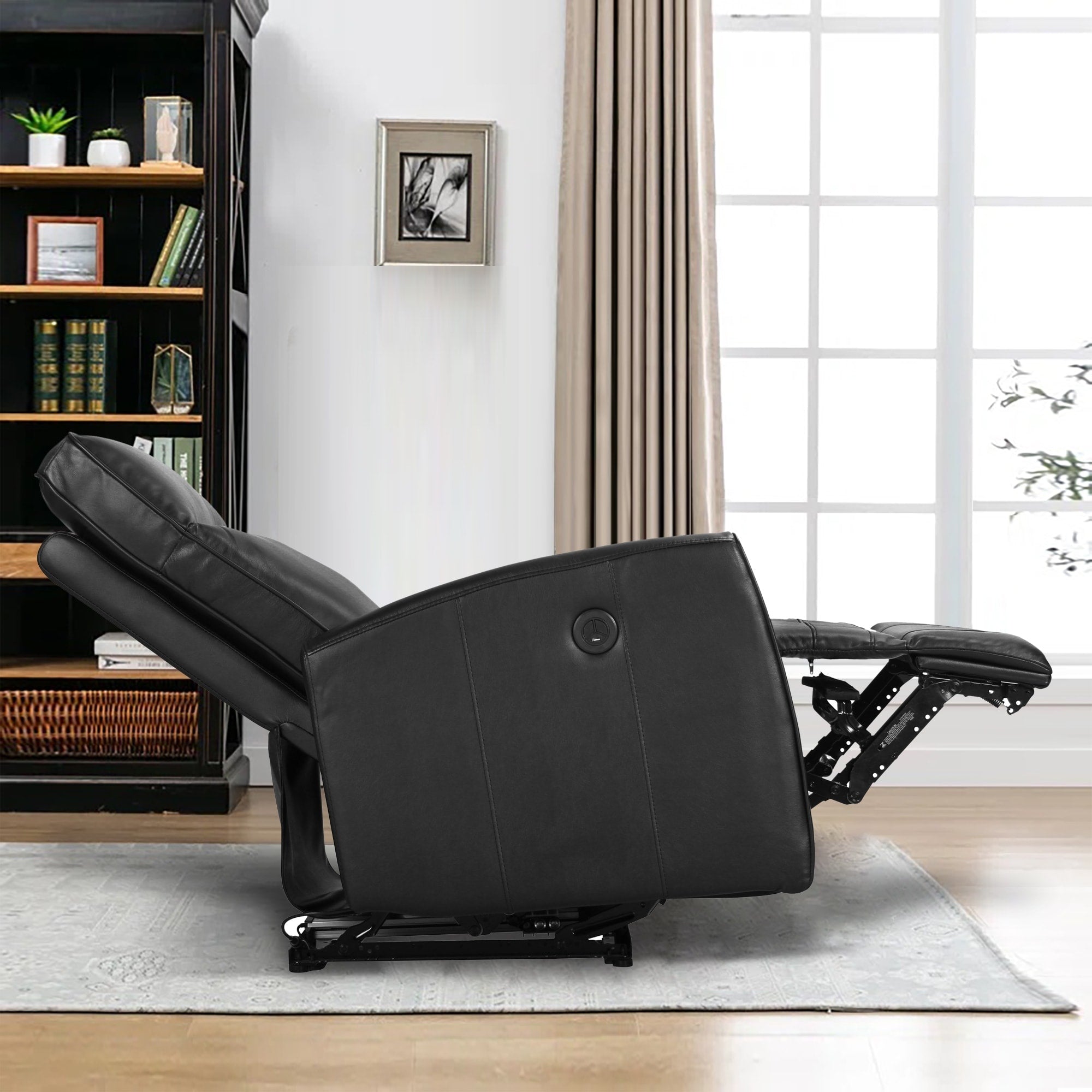 27.75 Width Genuine Leather Power Recliner Couch With USB Charger