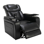 270 Degree Swivel PU Leather Power Recliner Individual Seat Home Theater Recliner with Comforable Backrest, Tray Table
