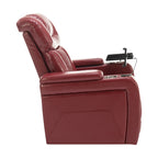 270 Degree Swivel PU Leather Power Recliner Individual Seat Home Theater Recliner with Comforable Backrest, Tray Table