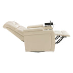 270 Degree Swivel PU Leather Power Recliner Individual Seat Home Theater Recliner with Comforable Backrest, Tray Table