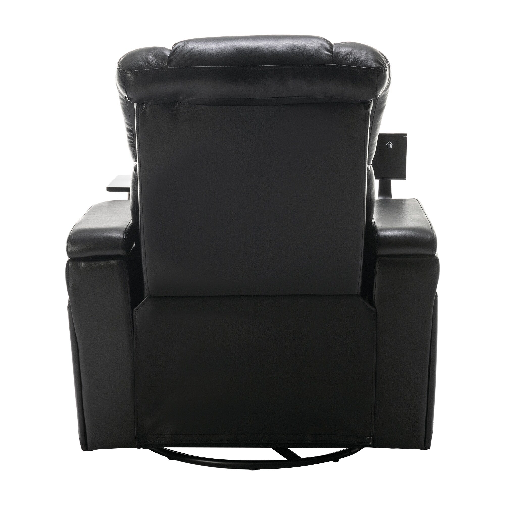 270 Degree Swivel PU Leather Power Recliner Individual Seat Home Theater Recliner with Comforable Backrest, Tray Table