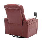 270 Degree Swivel PU Leather Power Recliner Individual Seat Home Theater Recliner with Comforable Backrest, Tray Table