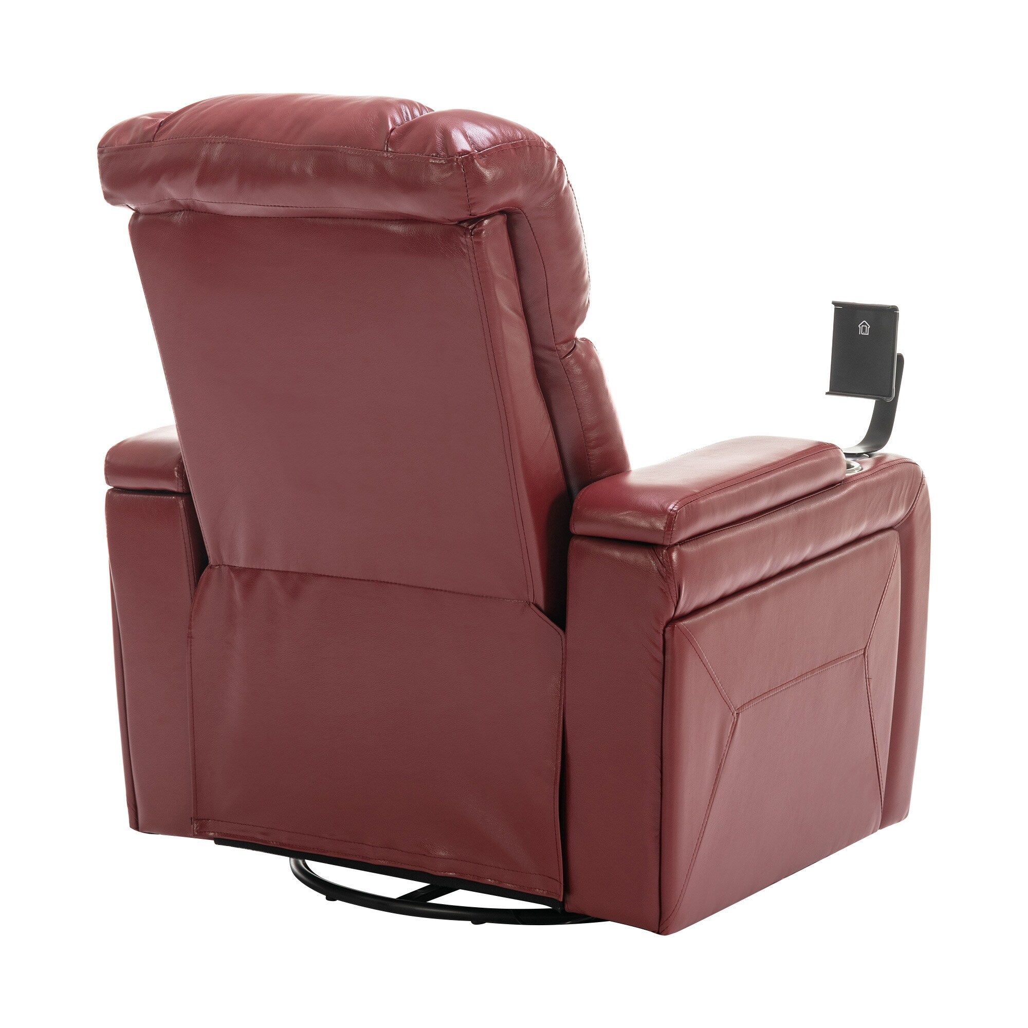 270 Degree Swivel PU Leather Power Recliner Individual Seat Home Theater Recliner with Comforable Backrest, Tray Table