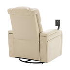 270 Degree Swivel PU Leather Power Recliner Individual Seat Home Theater Recliner with Comforable Backrest, Tray Table