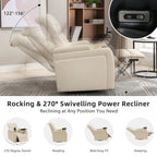 270 Degree Swivel PU Leather Power Recliner Individual Seat Home Theater Recliner with Comforable Backrest, Tray Table