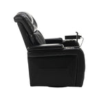 270 Degree Swivel PU Leather Power Recliner Individual Seat Home Theater Recliner with Comforable Backrest, Tray Table