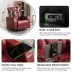 270 Degree Swivel PU Leather Power Recliner Individual Seat Home Theater Recliner with Comforable Backrest, Tray Table