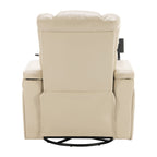 270 Degree Swivel PU Leather Power Recliner Individual Seat Home Theater Recliner with Comforable Backrest, Tray Table