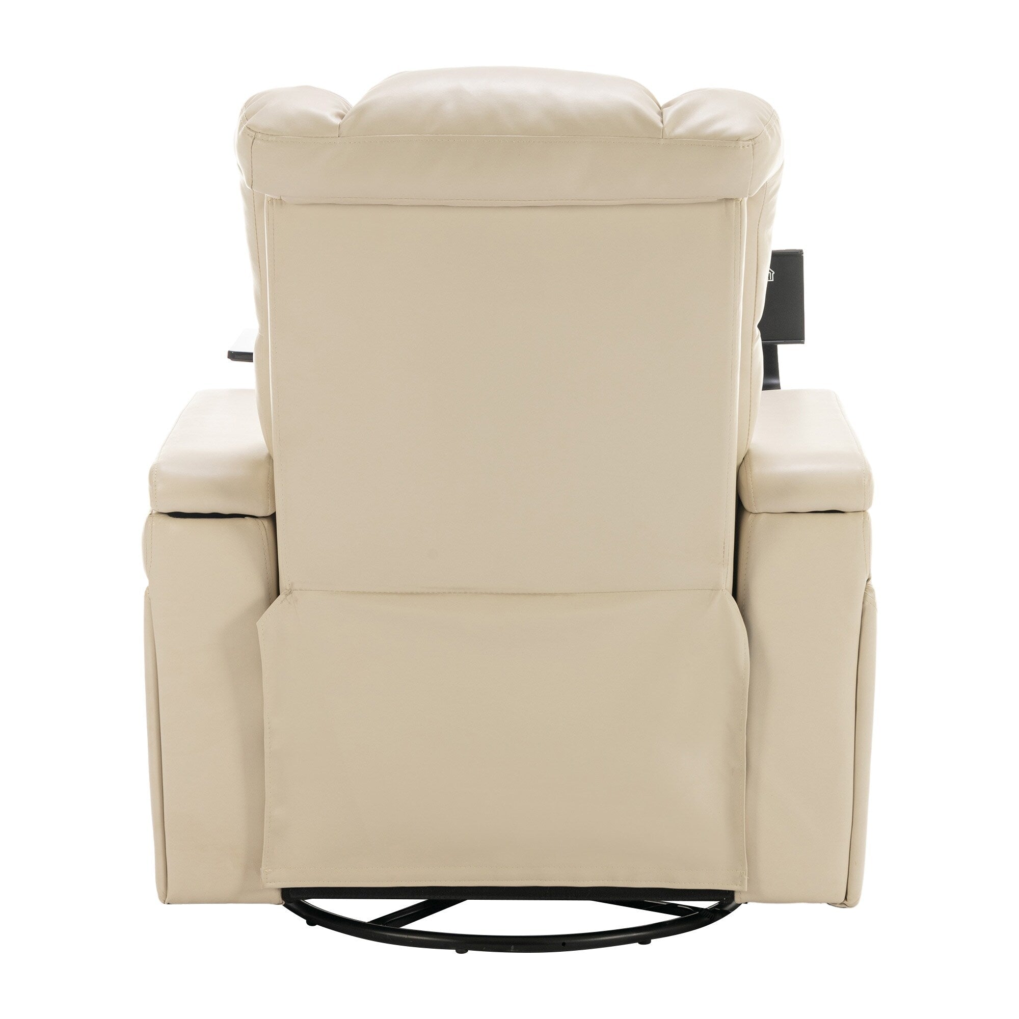 270 Degree Swivel PU Leather Power Recliner Individual Seat Home Theater Recliner with Comforable Backrest, Tray Table