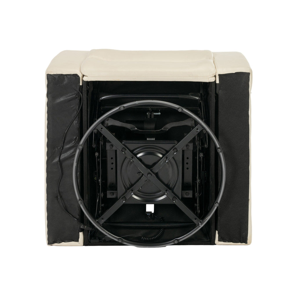 270 Degree Swivel PU Leather Power Recliner Individual Seat Home Theater Recliner with Comforable Backrest, Tray Table
