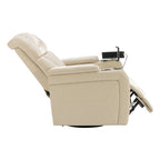 270 Degree Swivel PU Leather Power Recliner Individual Seat Home Theater Recliner with Comforable Backrest, Tray Table