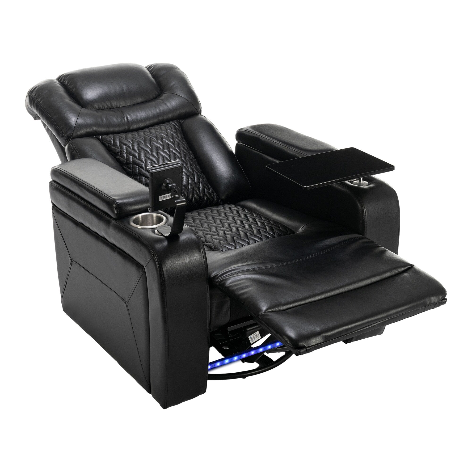 270 Degree Swivel Power Recliner Individual Seat Home Theater Recliner with Tray Table, Phone Holder, Cup Holder, USB Port