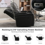 270 Degree Swivel Power Recliner Individual Seat Home Theater Recliner with Tray Table, Phone Holder, Cup Holder, USB Port