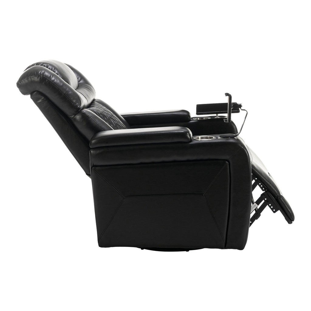 270 Degree Swivel Power Recliner Individual Seat Home Theater Recliner with Tray Table, Phone Holder, Cup Holder, USB Port