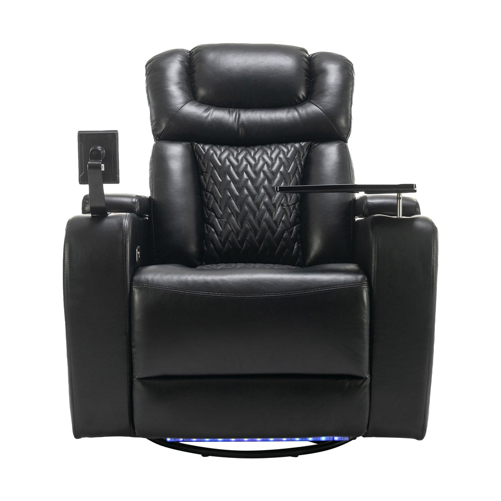 270 Degree Swivel Power Recliner Individual Seat Home Theater Recliner with Tray Table, Phone Holder, Cup Holder, USB Port
