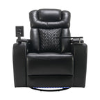 270 Degree Swivel Power Recliner Individual Seat Home Theater Recliner with Tray Table, Phone Holder, Cup Holder, USB Port