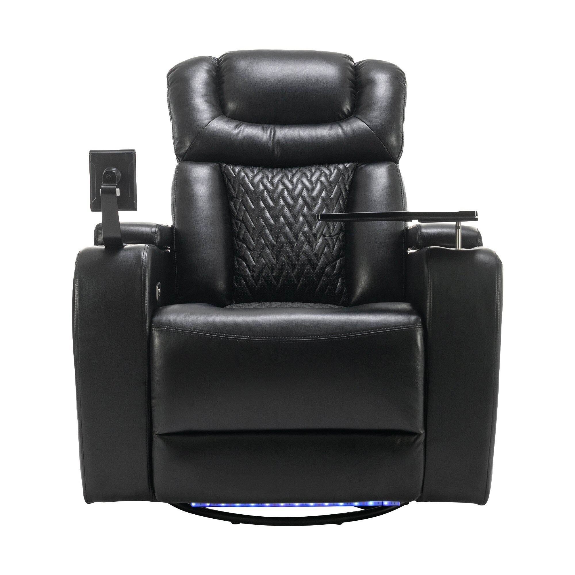 270 Degree Swivel Power Recliner Individual Seat Home Theater Recliner with Tray Table, Phone Holder, Cup Holder, USB Port