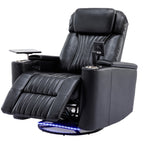 270° Power Swivel Recliner,Home Theater Seating With Hidden Arm Storage and LED Light Strip,Cup Holder