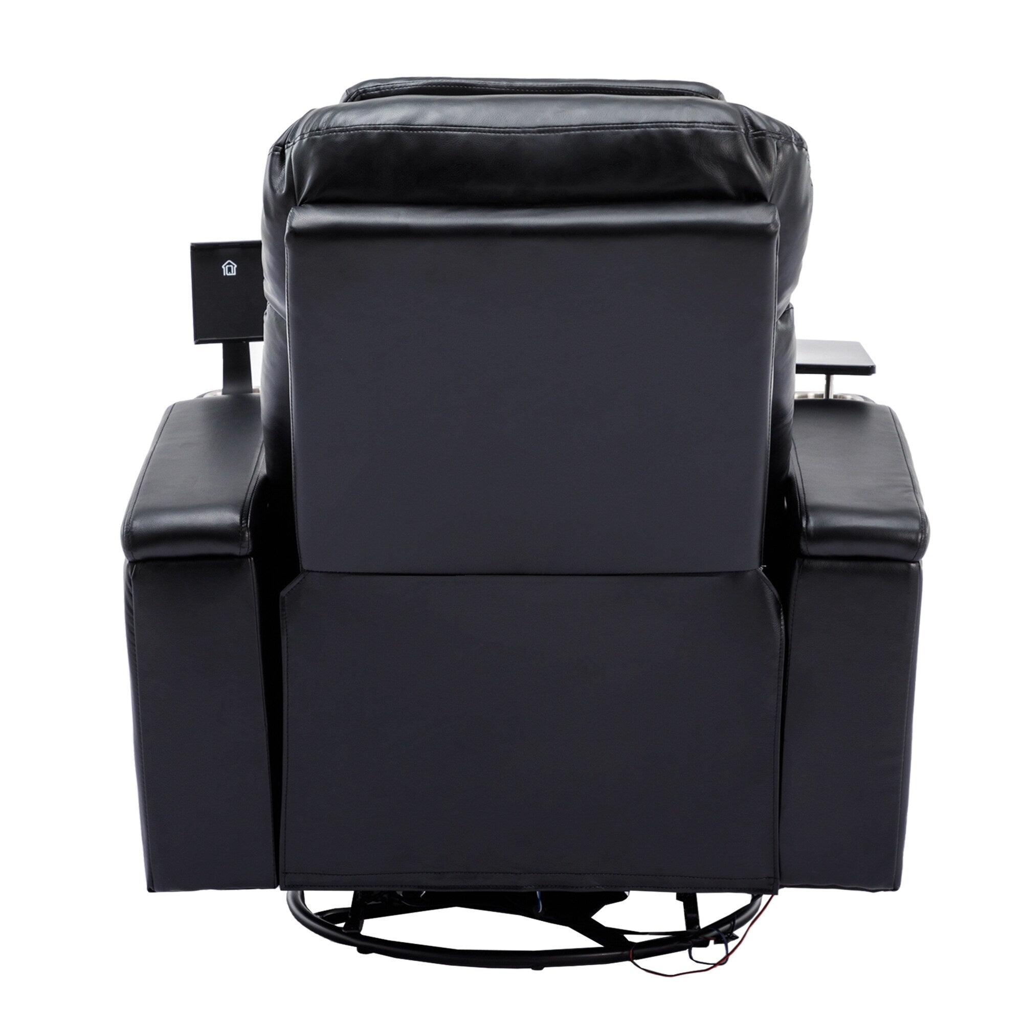 270° Power Swivel Recliner,Home Theater Seating With Hidden Arm Storage and LED Light Strip,Cup Holder