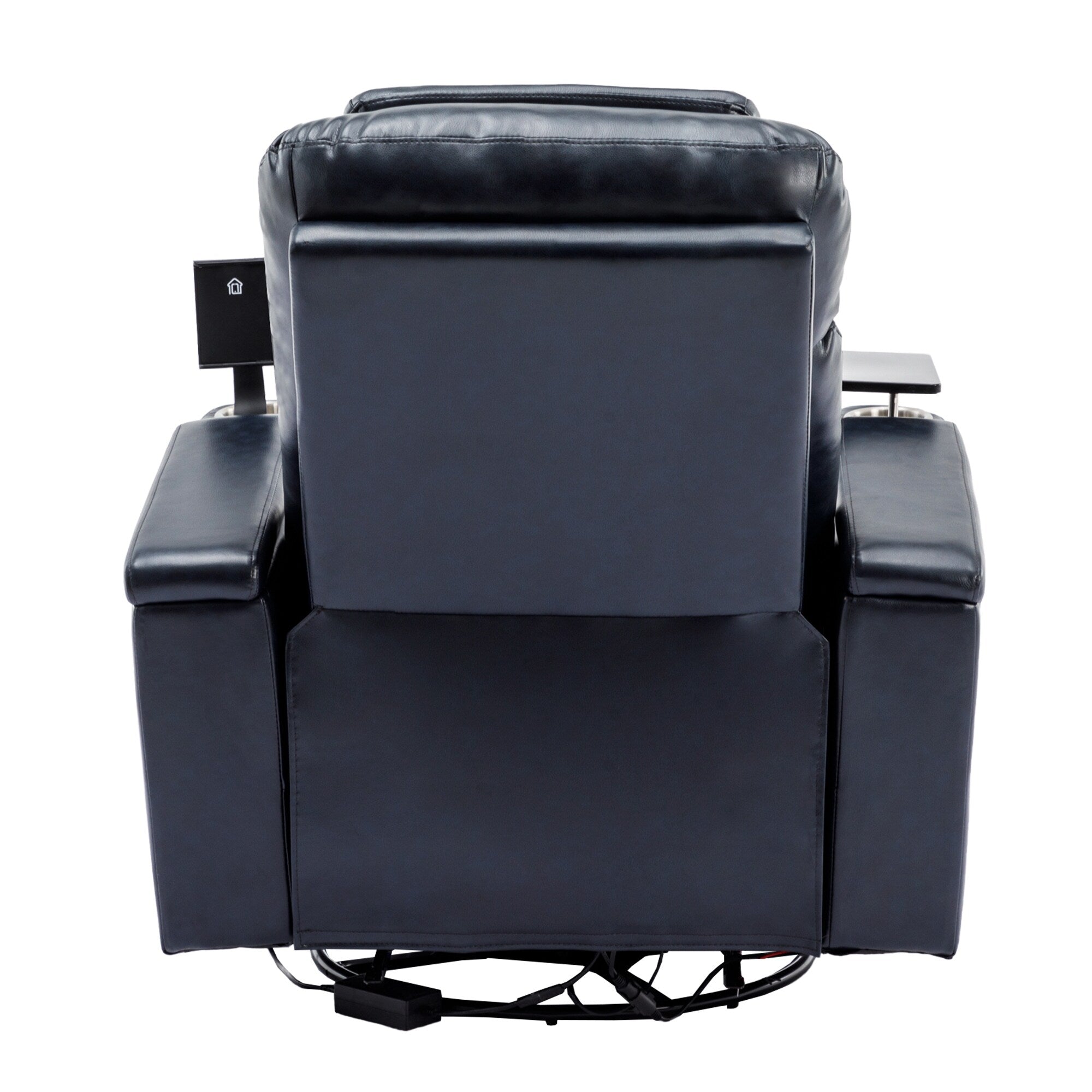 270° Power Swivel Recliner,Home Theater Seating With Hidden Arm Storage and LED Light Strip,Cup Holder