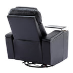 270° Power Swivel Recliner,Home Theater Seating With Hidden Arm Storage and LED Light Strip,Cup Holder