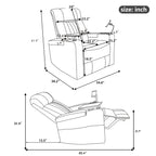 270° Power Swivel Recliner,Home Theater Seating With Hidden Arm Storage and LED Light Strip,Cup Holder