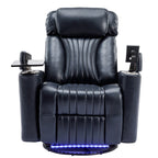 270° Power Swivel Recliner,Home Theater Seating With Hidden Arm Storage and LED Light Strip,Cup Holder