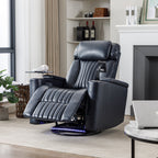 270° Power Swivel Recliner,Home Theater Seating With Hidden Arm Storage and LED Light Strip,Cup Holder