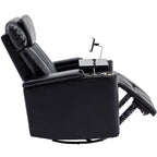 270° Power Swivel Recliner,Home Theater Seating With Hidden Arm Storage and LED Light Strip,Cup Holder
