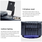 270° Power Swivel Recliner,Home Theater Seating With Hidden Arm Storage and LED Light Strip,Cup Holder