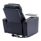 270° Power Swivel Recliner,Home Theater Seating With Hidden Arm Storage and LED Light Strip,Cup Holder