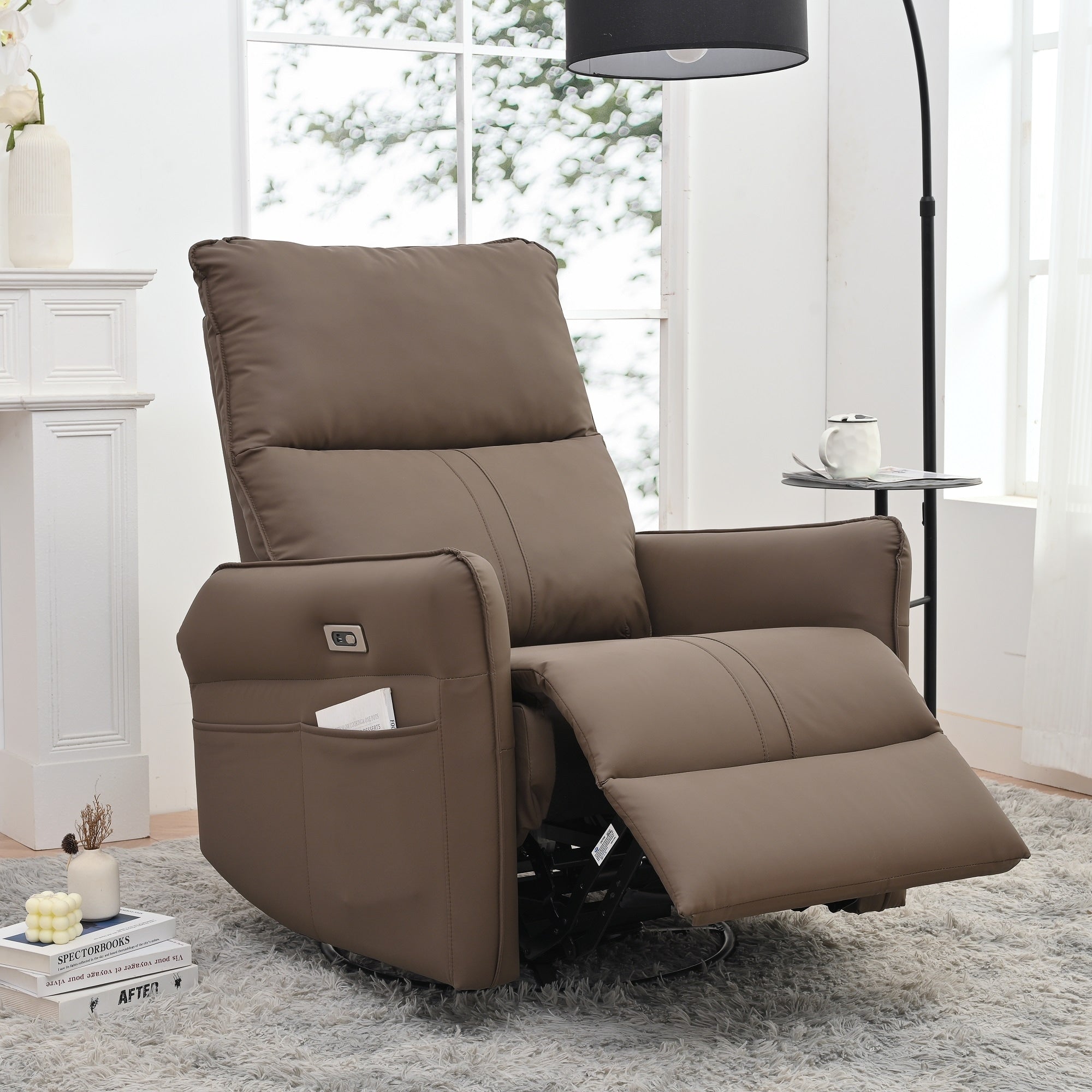 270° Power Swivel Rocker Recliner Chair, Electric Glider Reclining Sofa with USB Ports