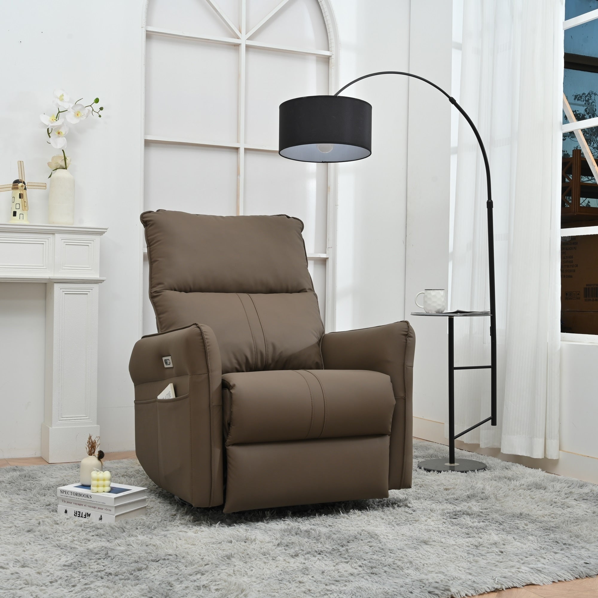 270° Power Swivel Rocker Recliner Chair, Electric Glider Reclining Sofa with USB Ports
