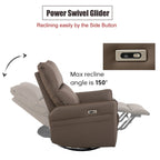 270° Power Swivel Rocker Recliner Chair, Electric Glider Reclining Sofa with USB Ports