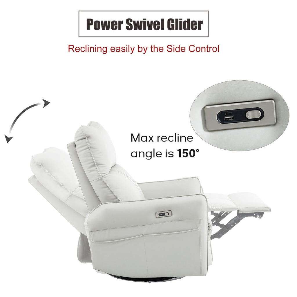 270° Power Swivel Rocker Recliner Chair, Electric Glider Reclining Sofa with USB Ports