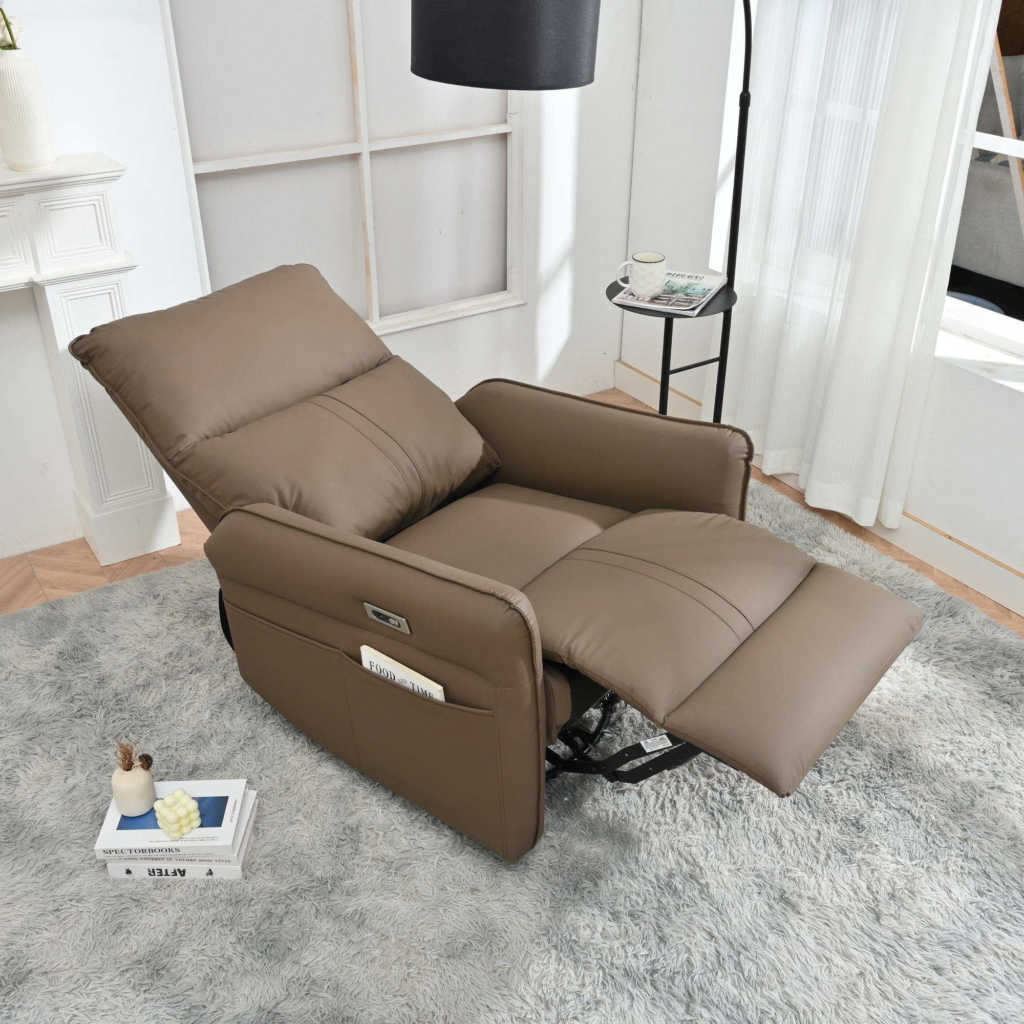 270° Power Swivel Rocker Recliner Chair, Electric Glider Reclining Sofa with USB Ports