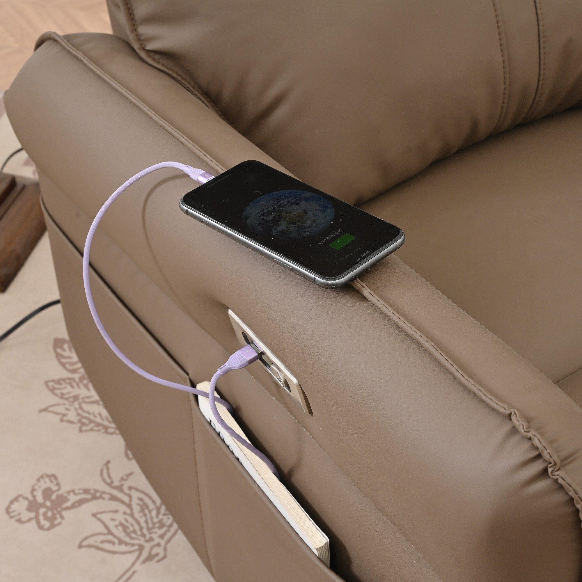 270° Power Swivel Rocker Recliner Chair, Electric Glider Reclining Sofa with USB Ports