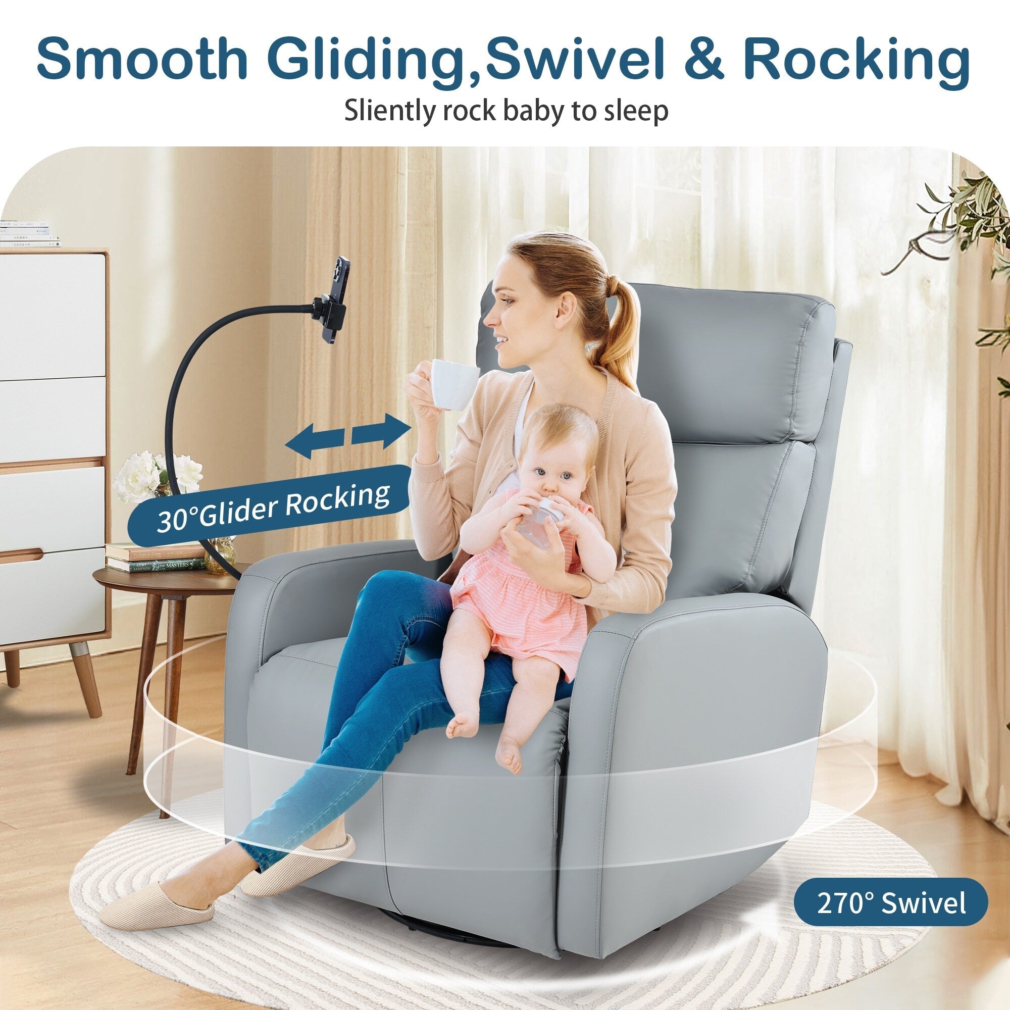 270° Power Swivel Rocker Recliner Chair
