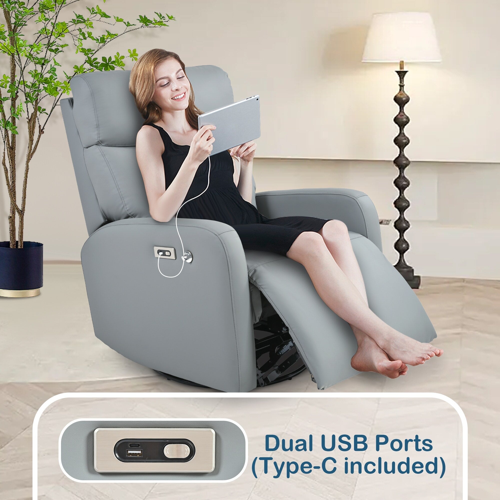 270° Power Swivel Rocker Recliner Chair