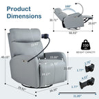 270° Power Swivel Rocker Recliner Chair