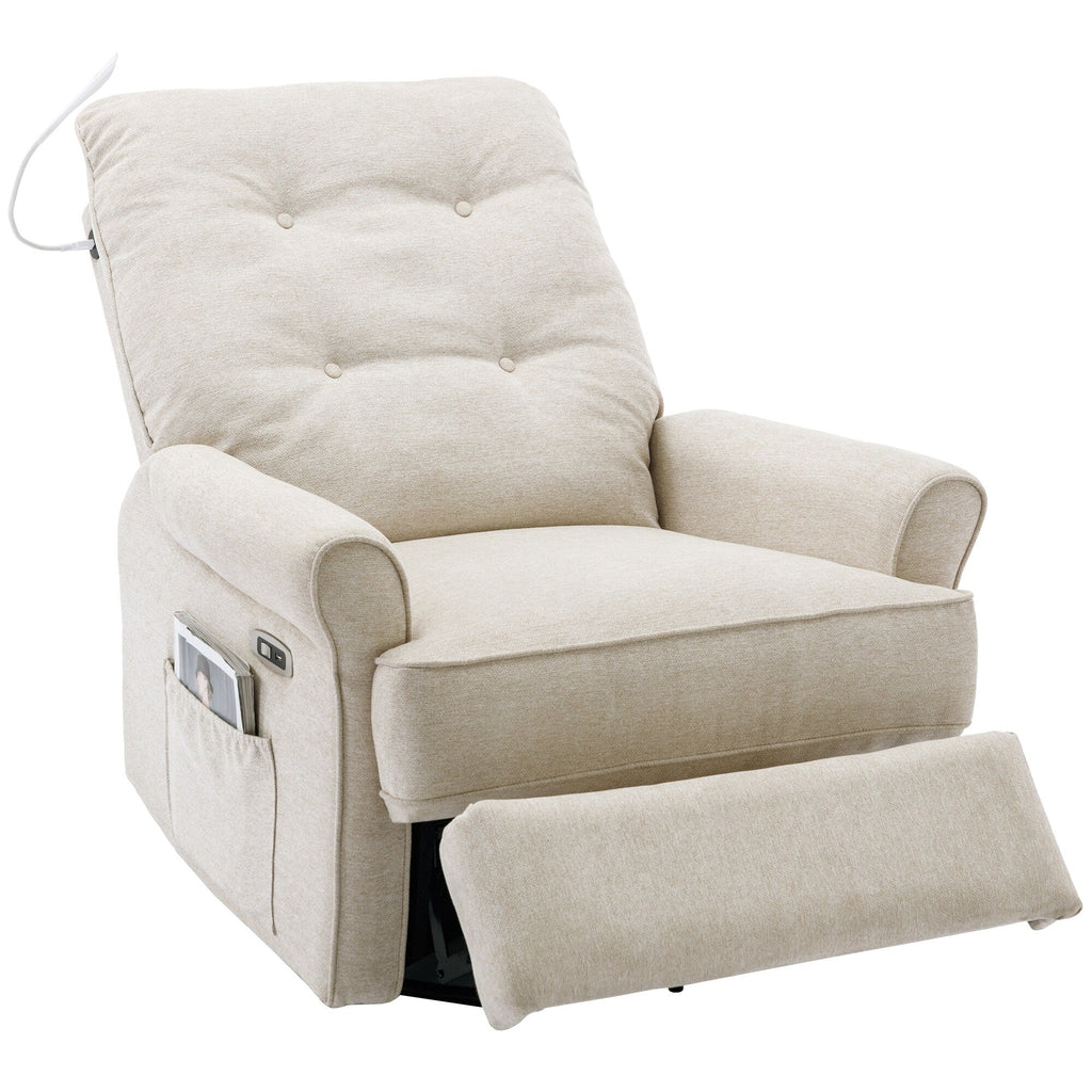 270° Swivel Recliner with USB Ports, Touch Lamp, Side Pocket Storage, and Rocking Base