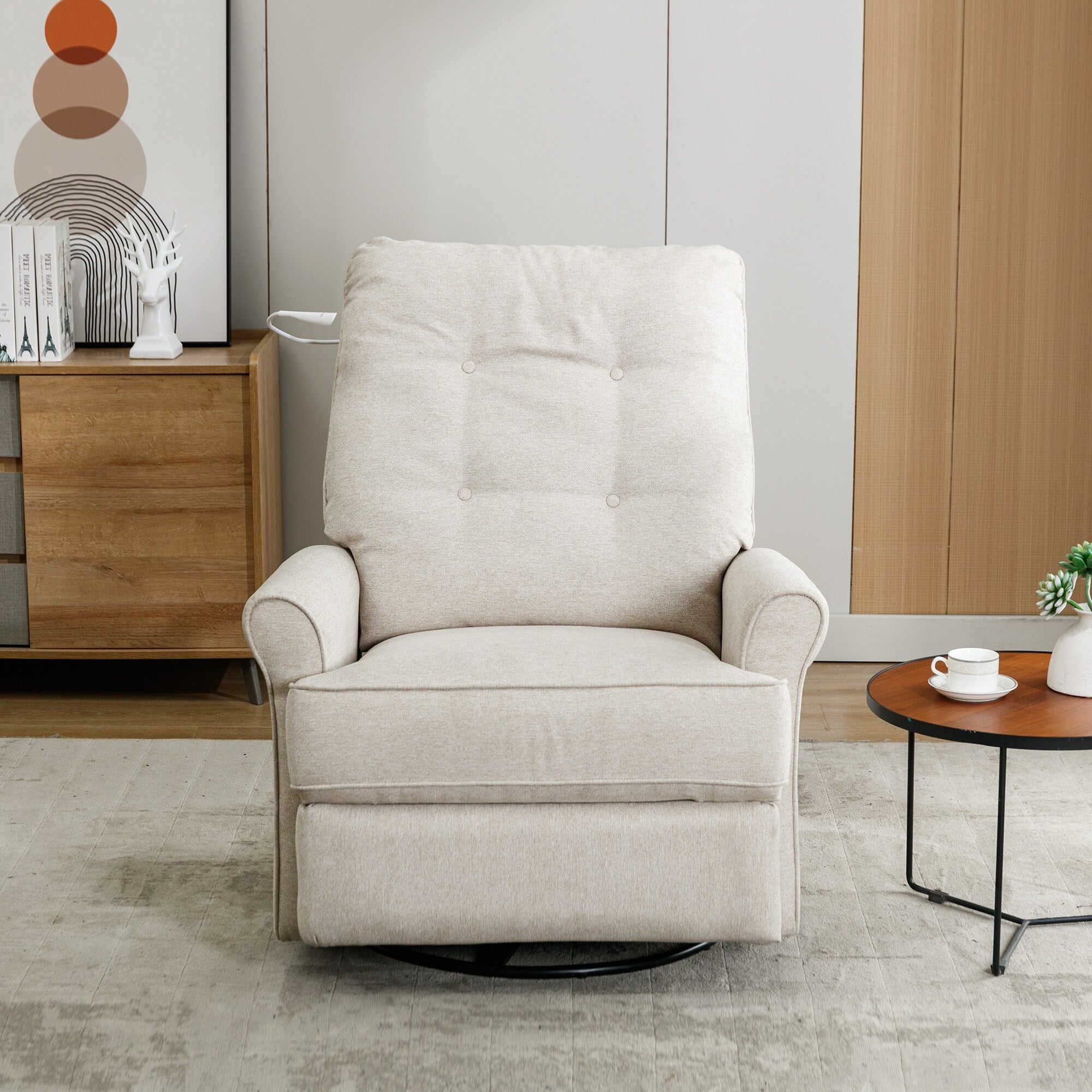 270° Swivel Recliner with USB Ports, Touch Lamp, Side Pocket Storage, and Rocking Base