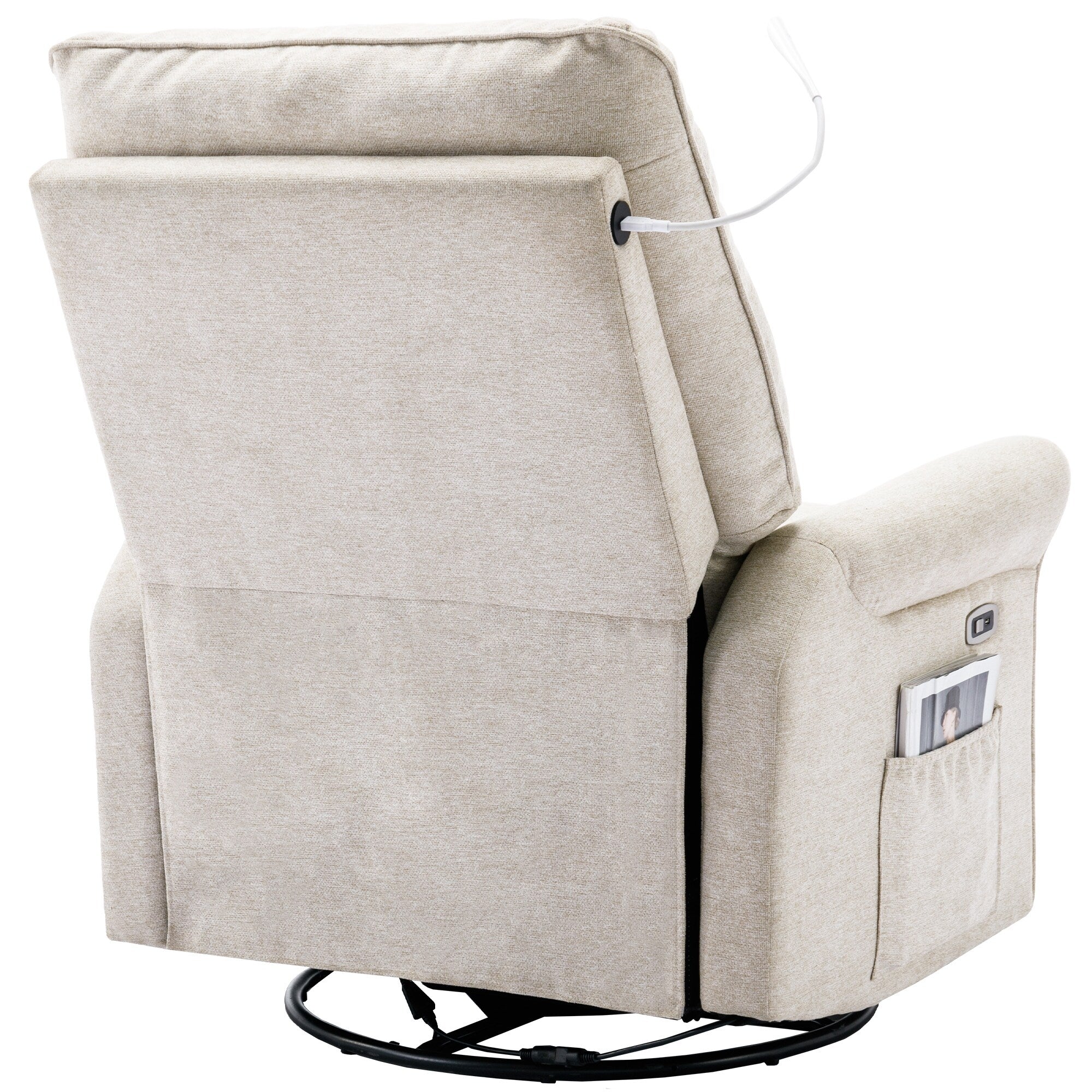 270° Swivel Recliner with USB Ports, Touch Lamp, Side Pocket Storage, and Rocking Base